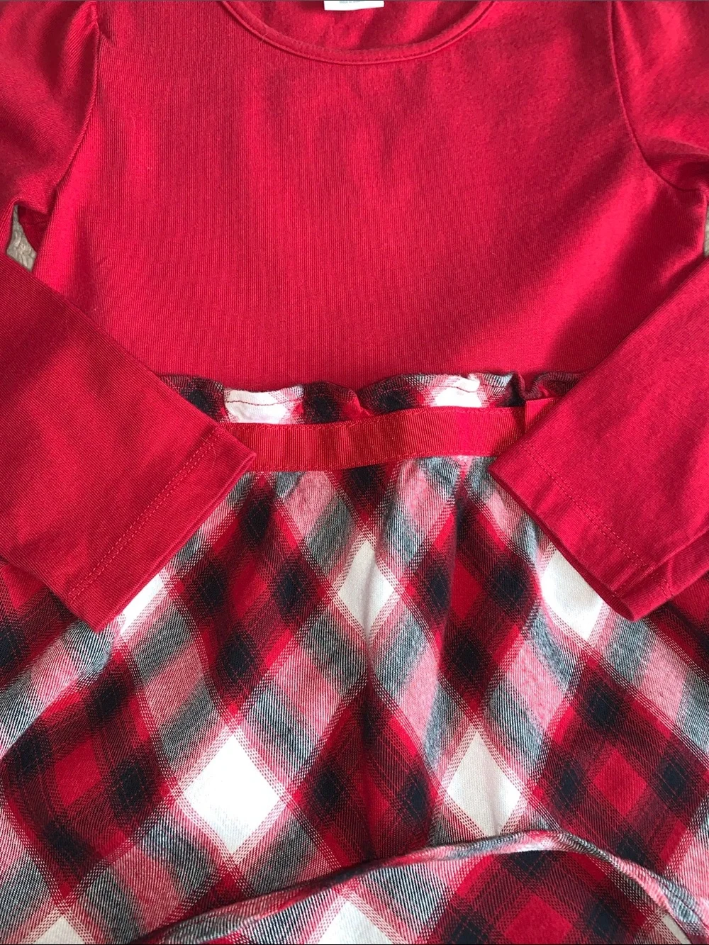 Gymboree Red Plaid Long Sleeve Dress 4T EUC